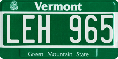 VT license plate LEH965