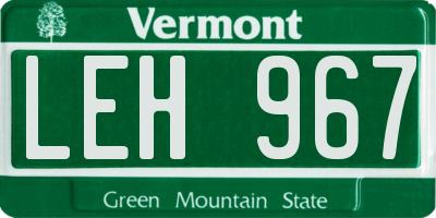 VT license plate LEH967