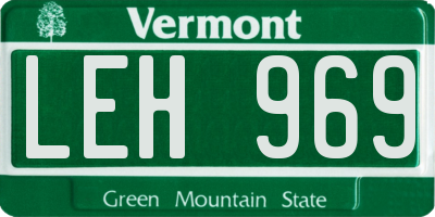 VT license plate LEH969