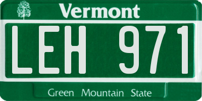 VT license plate LEH971
