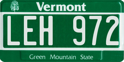 VT license plate LEH972