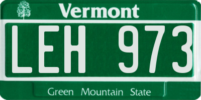 VT license plate LEH973