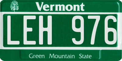 VT license plate LEH976
