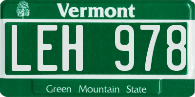 VT license plate LEH978