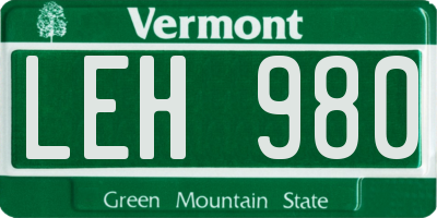 VT license plate LEH980