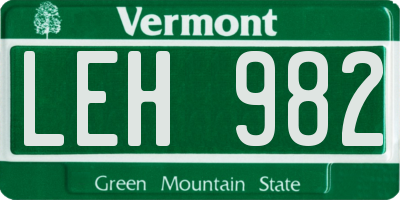 VT license plate LEH982