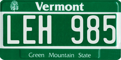 VT license plate LEH985