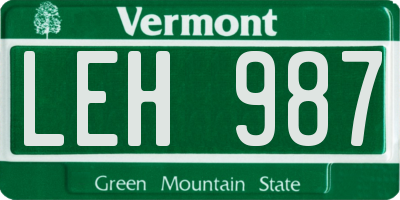 VT license plate LEH987