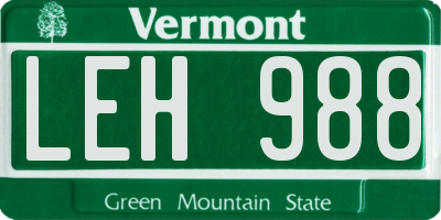 VT license plate LEH988