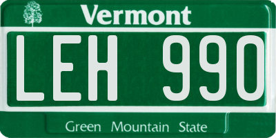 VT license plate LEH990