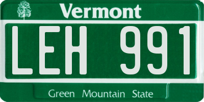 VT license plate LEH991