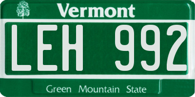 VT license plate LEH992