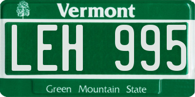 VT license plate LEH995