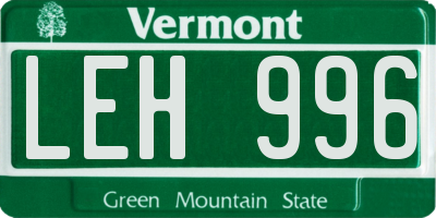VT license plate LEH996