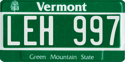 VT license plate LEH997