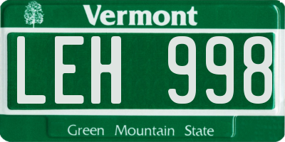 VT license plate LEH998