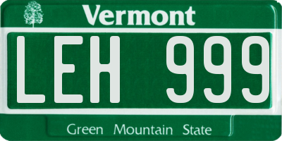 VT license plate LEH999