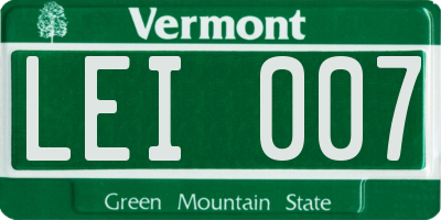VT license plate LEI007