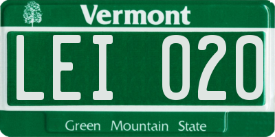 VT license plate LEI020