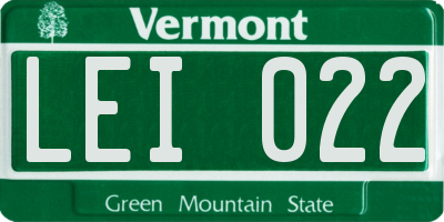 VT license plate LEI022