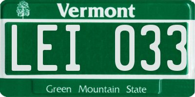 VT license plate LEI033