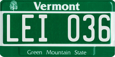 VT license plate LEI036