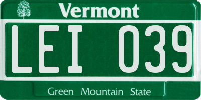 VT license plate LEI039