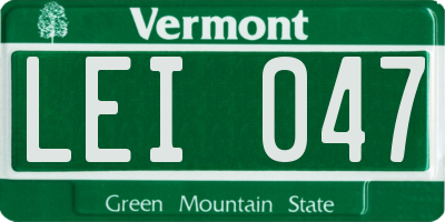 VT license plate LEI047