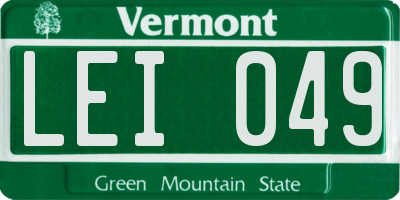 VT license plate LEI049