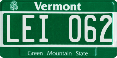 VT license plate LEI062