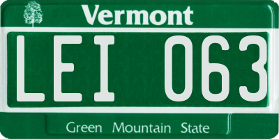 VT license plate LEI063