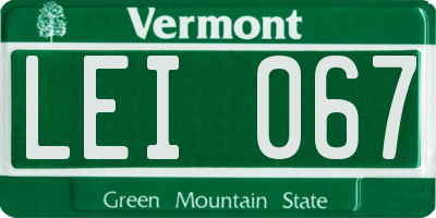 VT license plate LEI067