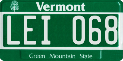 VT license plate LEI068