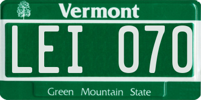 VT license plate LEI070