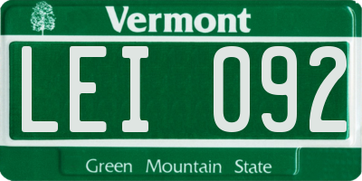 VT license plate LEI092