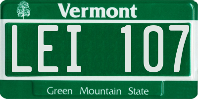 VT license plate LEI107