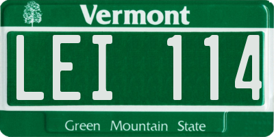 VT license plate LEI114
