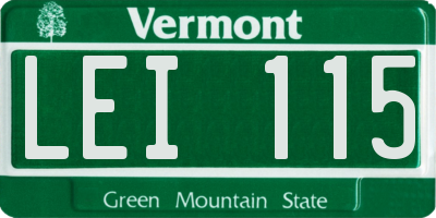 VT license plate LEI115
