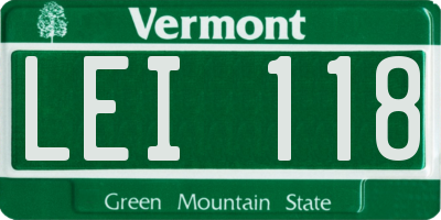 VT license plate LEI118