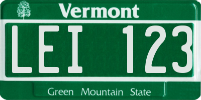 VT license plate LEI123