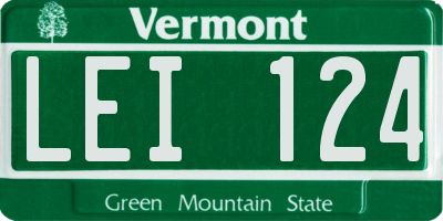 VT license plate LEI124