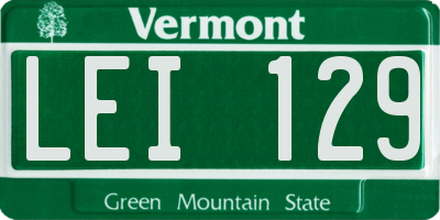 VT license plate LEI129