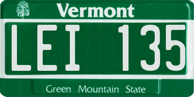 VT license plate LEI135