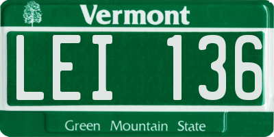 VT license plate LEI136
