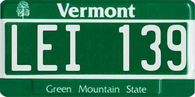 VT license plate LEI139