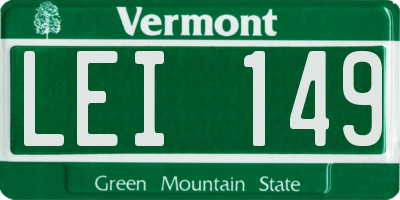 VT license plate LEI149