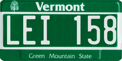 VT license plate LEI158