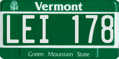VT license plate LEI178