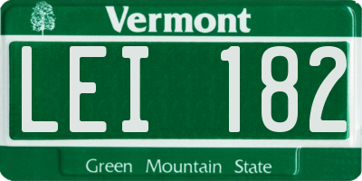 VT license plate LEI182
