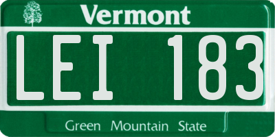 VT license plate LEI183